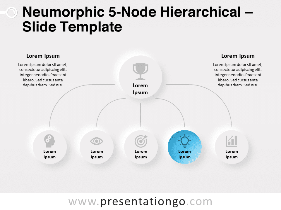 Preview of Neumorphic 5-Node Hierarchical Template for PowerPoint Presentations