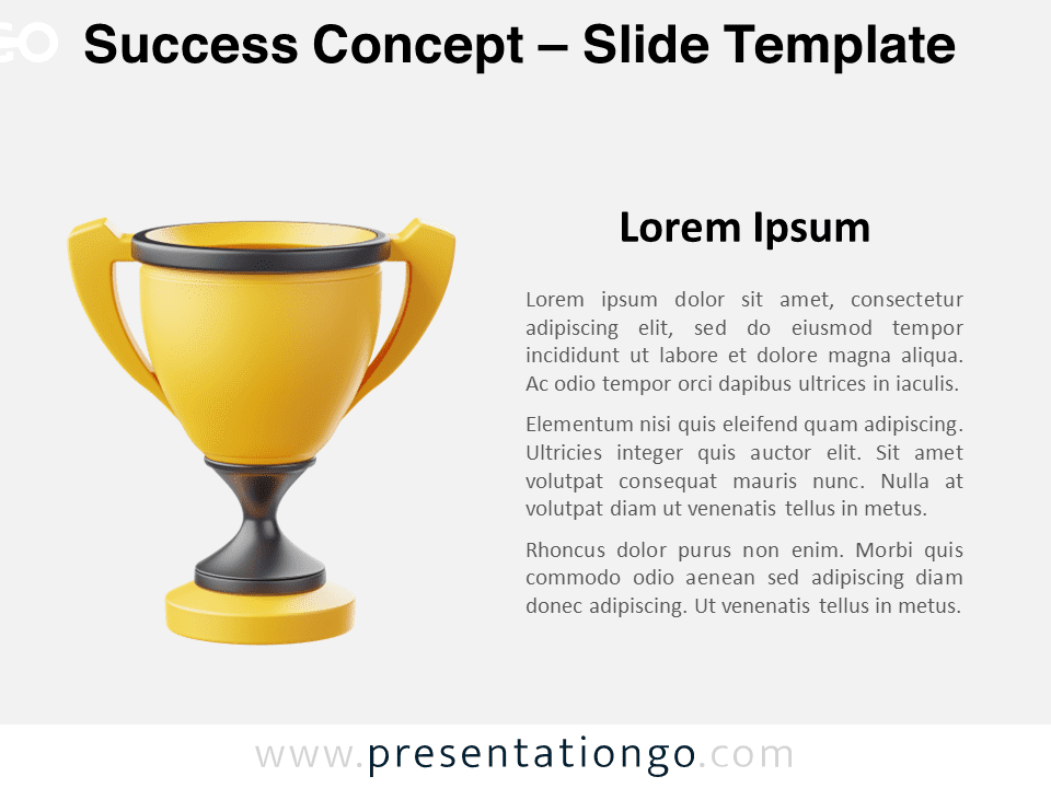 Preview of Success Concept Trophy Slide Template for PowerPoint Presentations