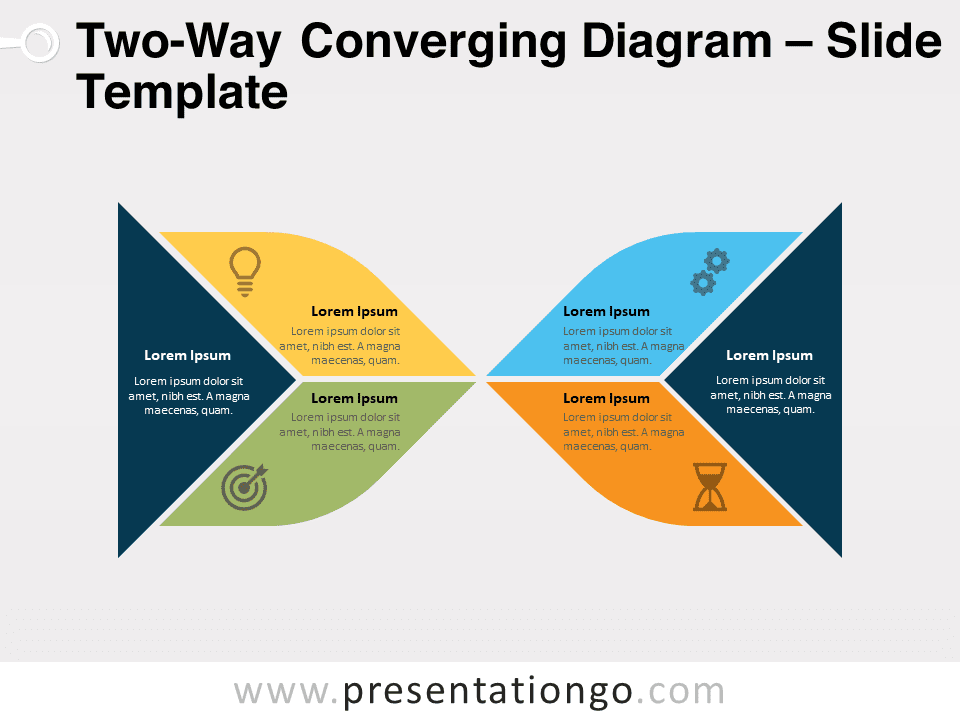 Preview of Two-Way Converging Diagram for engaging presentations on PowerPoint and Google Slides.