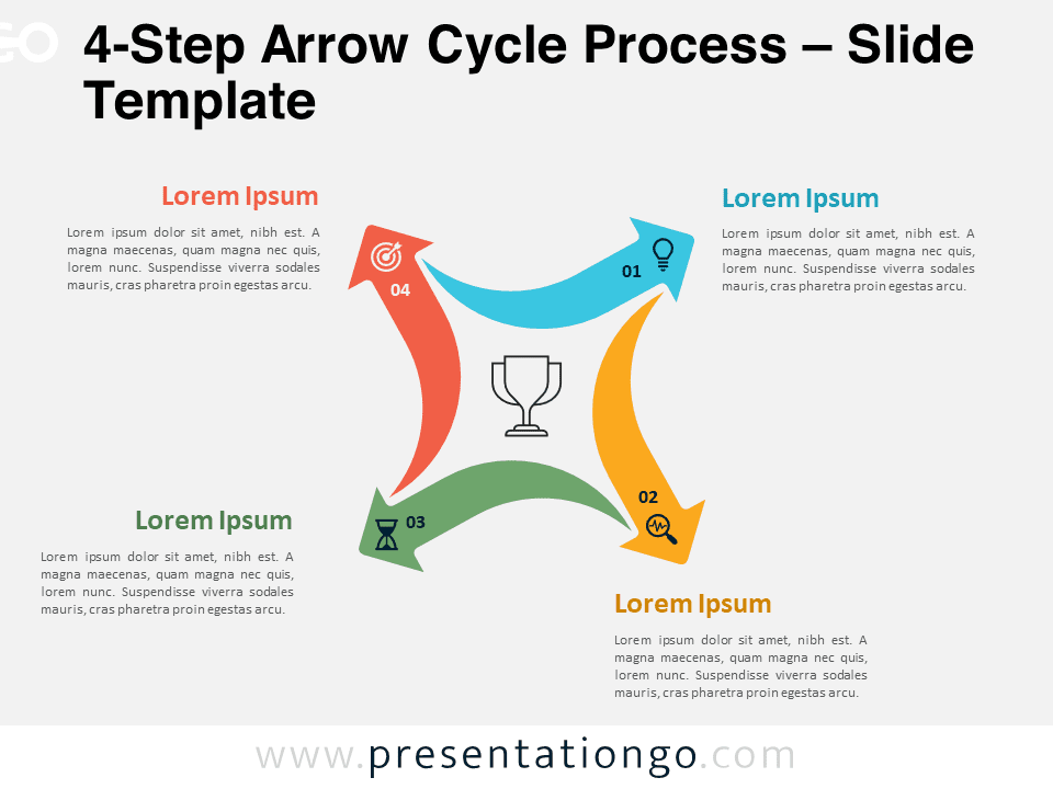 4-Step Arrow Cycle Process template featured image for PowerPoint and Google Slides