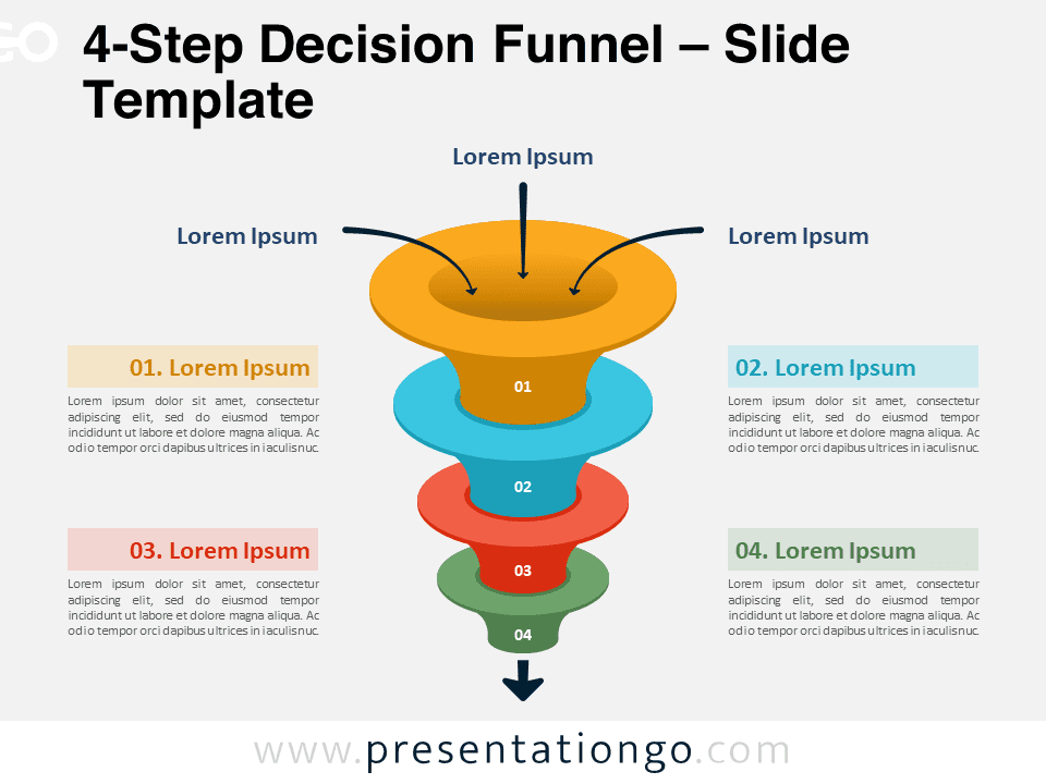 Preview of 4-Step Decision Funnel Template for PowerPoint and Google Slides presentations