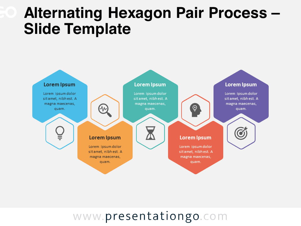 Preview of Alternating Hexagon Pair Process template featured image for PowerPoint and Google Slides.