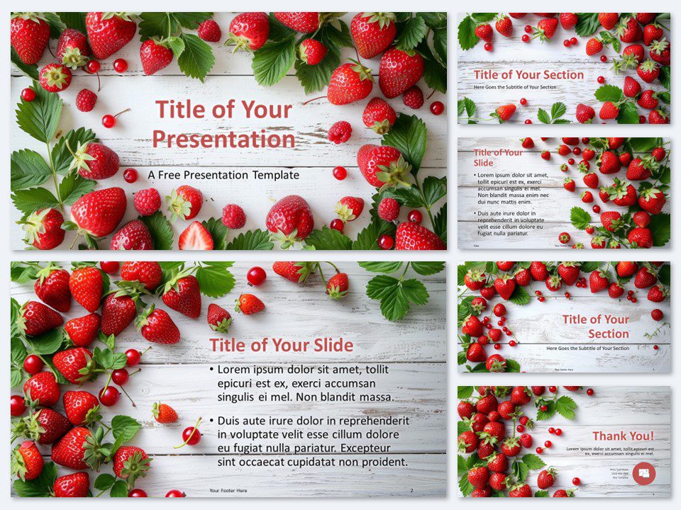 Overview of Berry Delight Template for PowerPoint showcasing the cover slide and standard layout