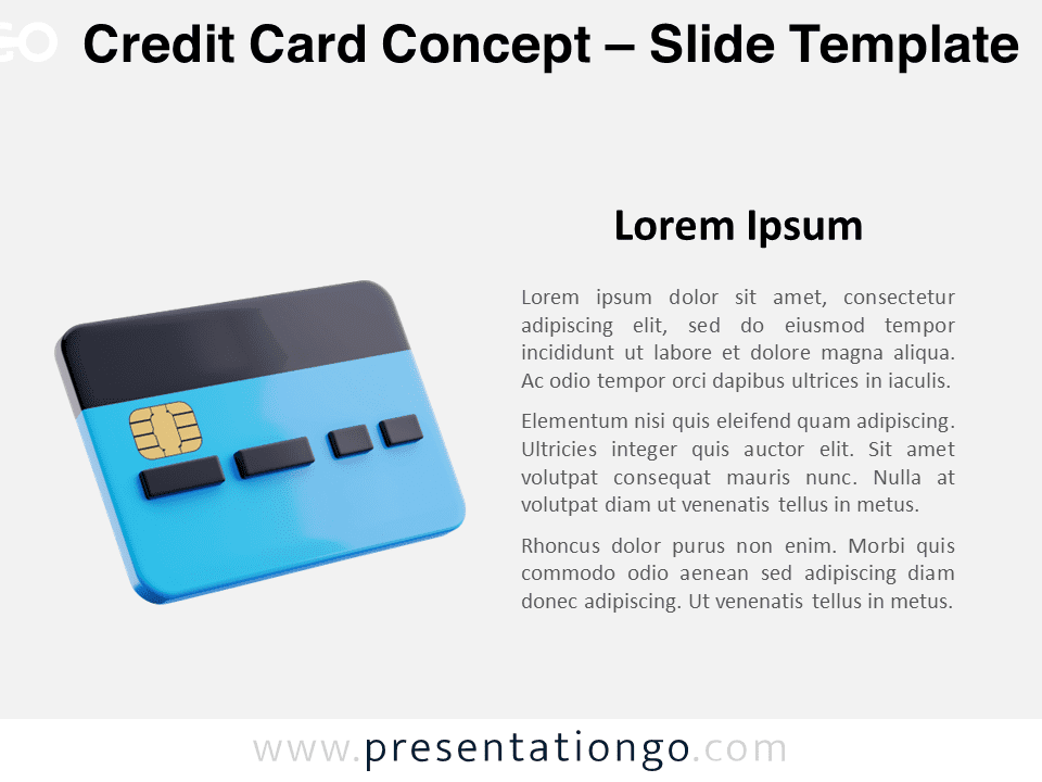 Preview of the Credit Card Concept template for PowerPoint and Google Slides, featuring a sleek card design with modern technology elements.