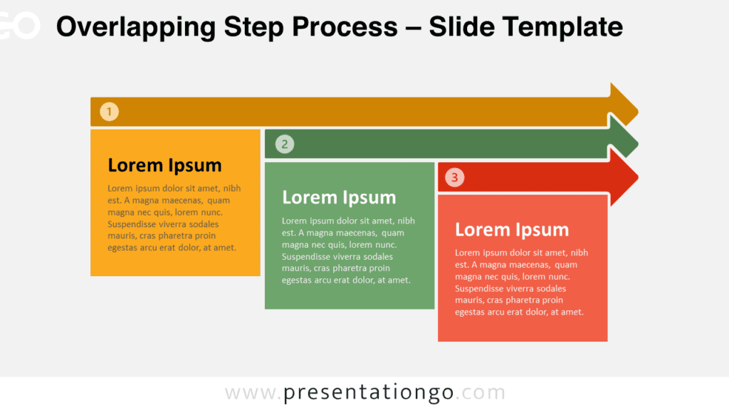 Overlapping Step Process with a light background for clear and engaging PowerPoint & Google Slides presentations.