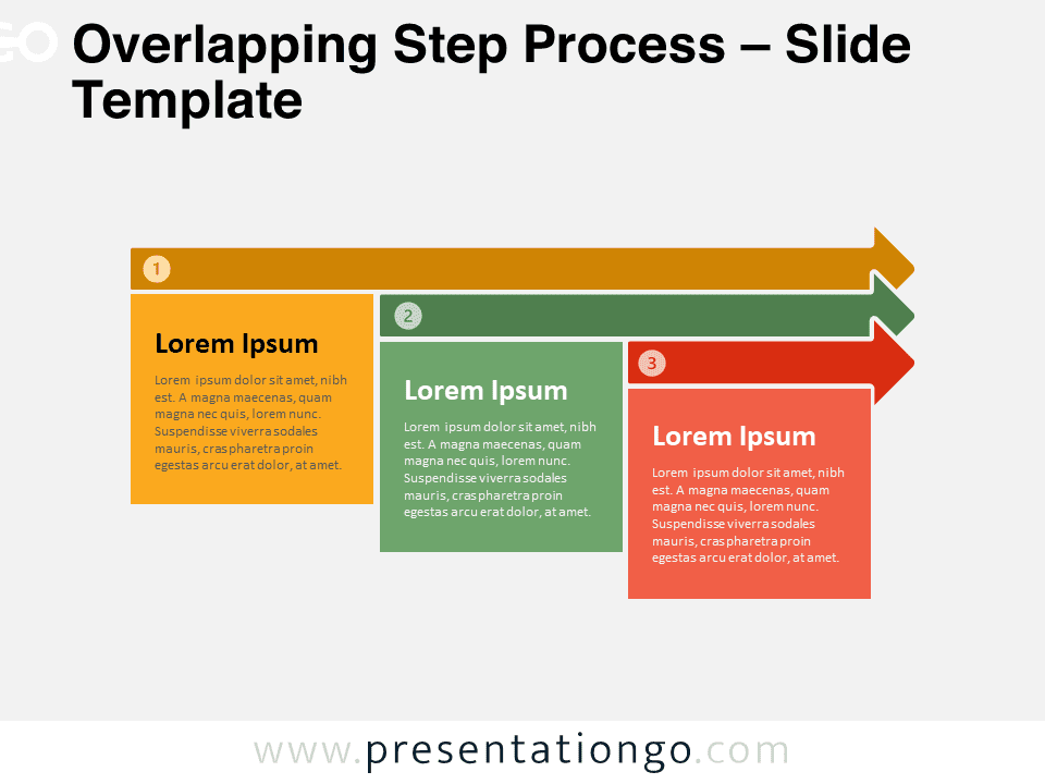 Overlapping Step Process infographic slide for PowerPoint and Google Slides presentations.