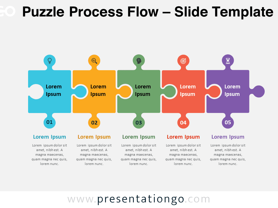 Preview of Puzzle Process Flow slide template for PowerPoint and Google Slides