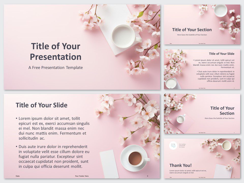 Preview of Spring Blossom PowerPoint Template with a focus on the cover slide