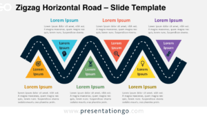 Zigzag Horizontal Road presentation slide with a light background for PowerPoint and Google Slides