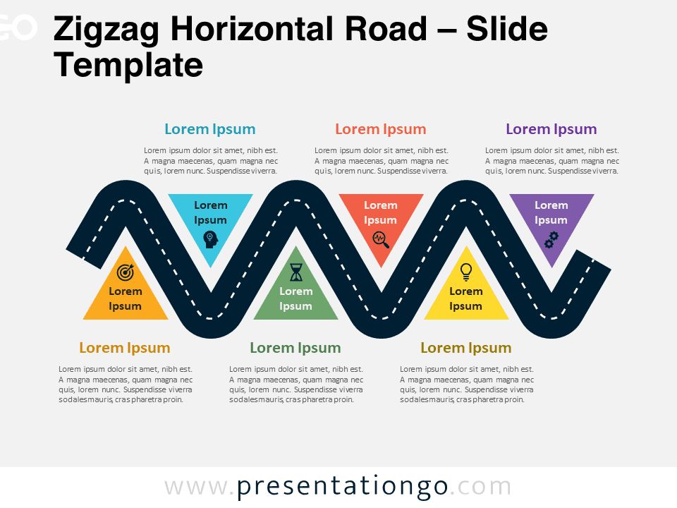 Preview of Zigzag Horizontal Road template for PowerPoint and Google Slides presentations