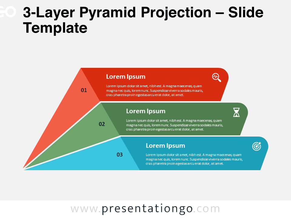 3-Layer Pyramid Projection template for PowerPoint and Google Slides featuring a preview of the structured diagram slide.