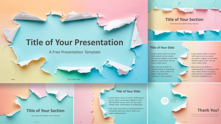 Gradient Sunset Torn Paper Template for PowerPoint & GSlides