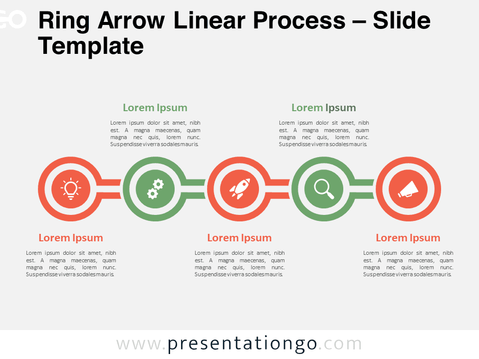 Featured image preview of the Ring Arrow Linear Process template for PowerPoint and Google Slides, showcasing a clean and professional design.