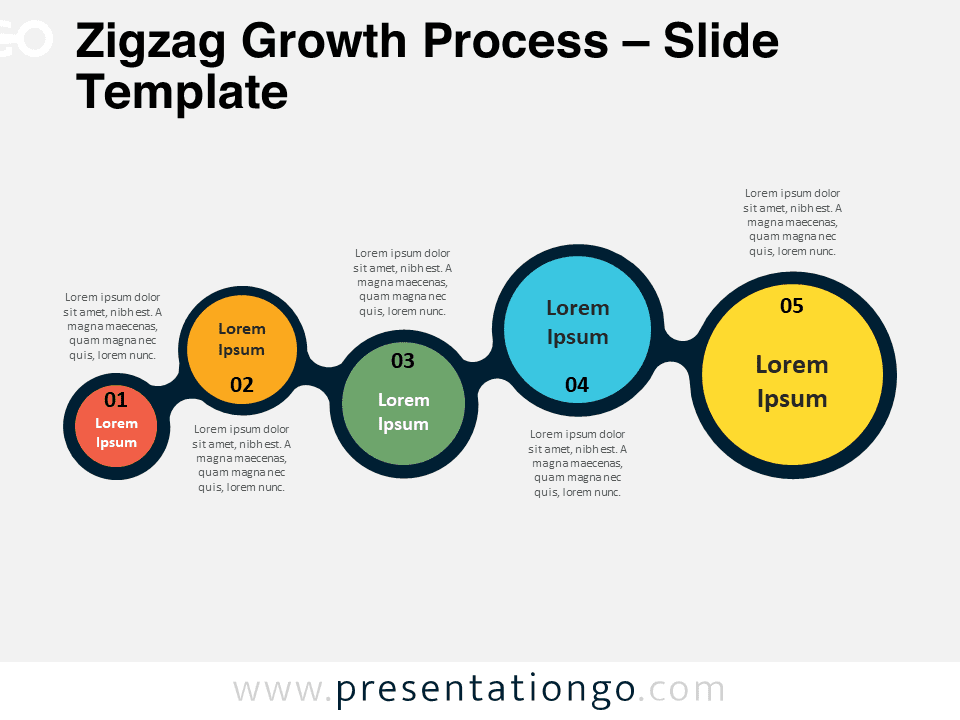 Zigzag Growth Process template for PowerPoint and Google Slides preview slide.