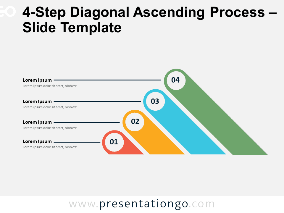 Featured image of the 4-Step Diagonal Ascending Process template for PowerPoint, showcasing a preview of the slide design.