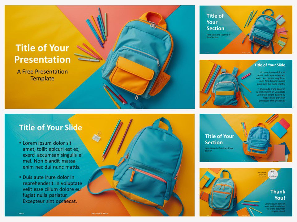 Preview of Back-to-School Vibes Template for PowerPoint featuring 6 slides with the cover slide prominently displayed.