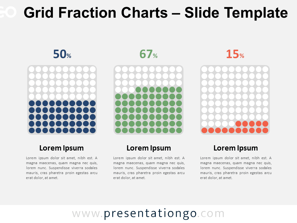 Grid Fraction Charts template preview slide for PowerPoint and Google Slides.