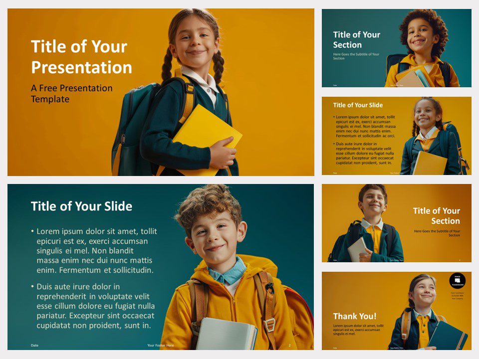 Preview of the Young Learners Template for PowerPoint with a focus on the cover slide.