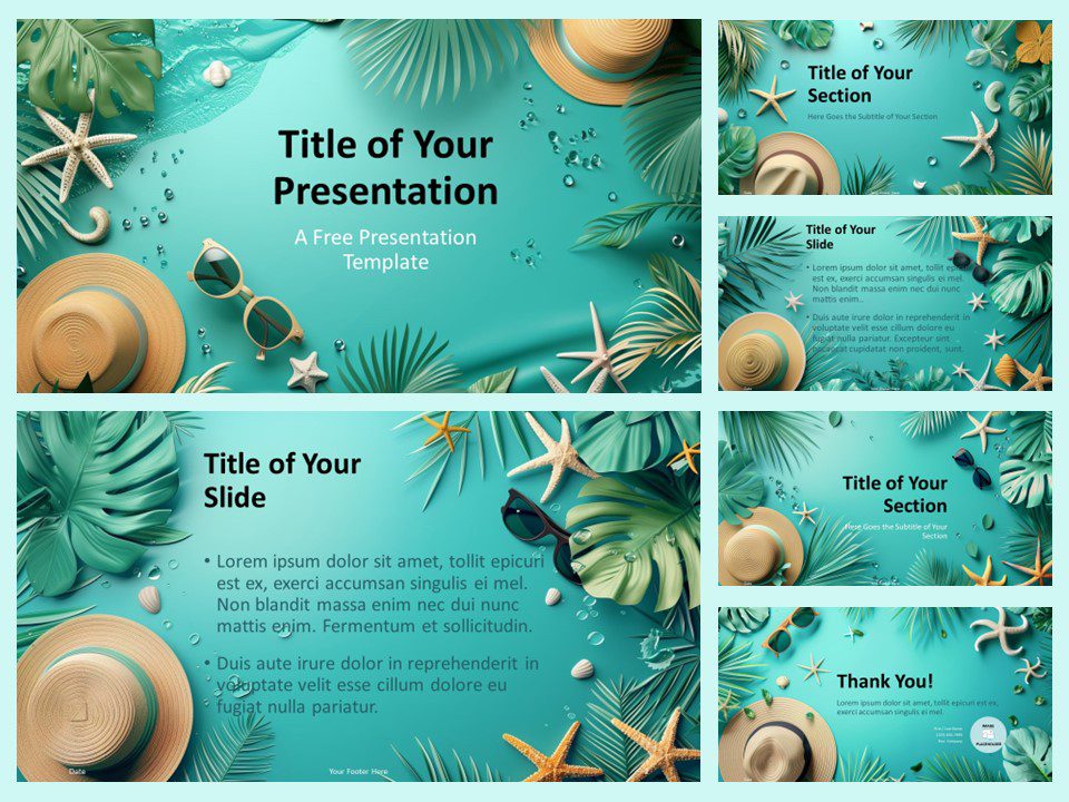 Island Paradise template preview for PowerPoint with 6 slides including the cover slide.