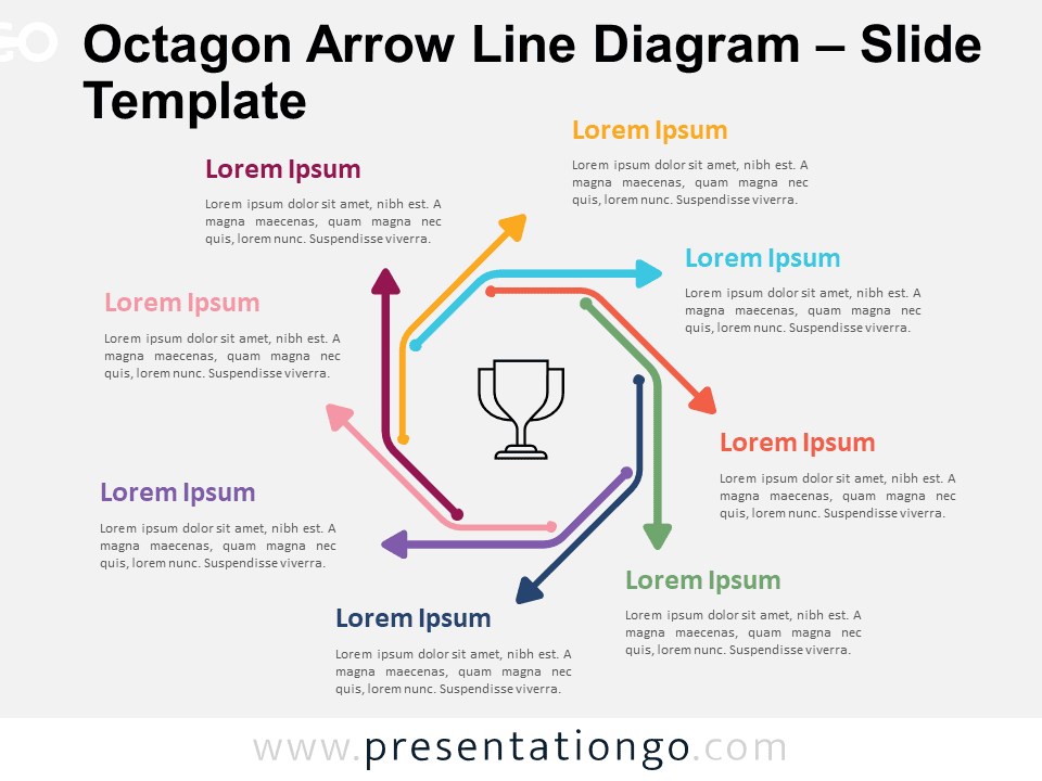 Preview of Octagon Arrow Line Diagram for PowerPoint and Google Slides template