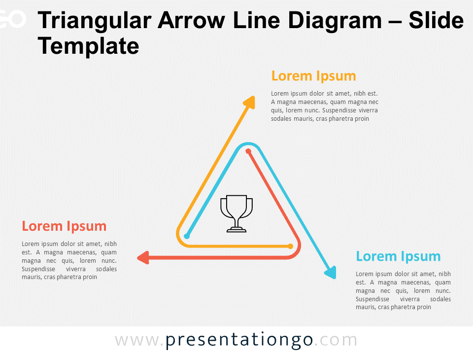 Preview of Triangular Arrow Line Diagram slide template for PowerPoint and Google Slides