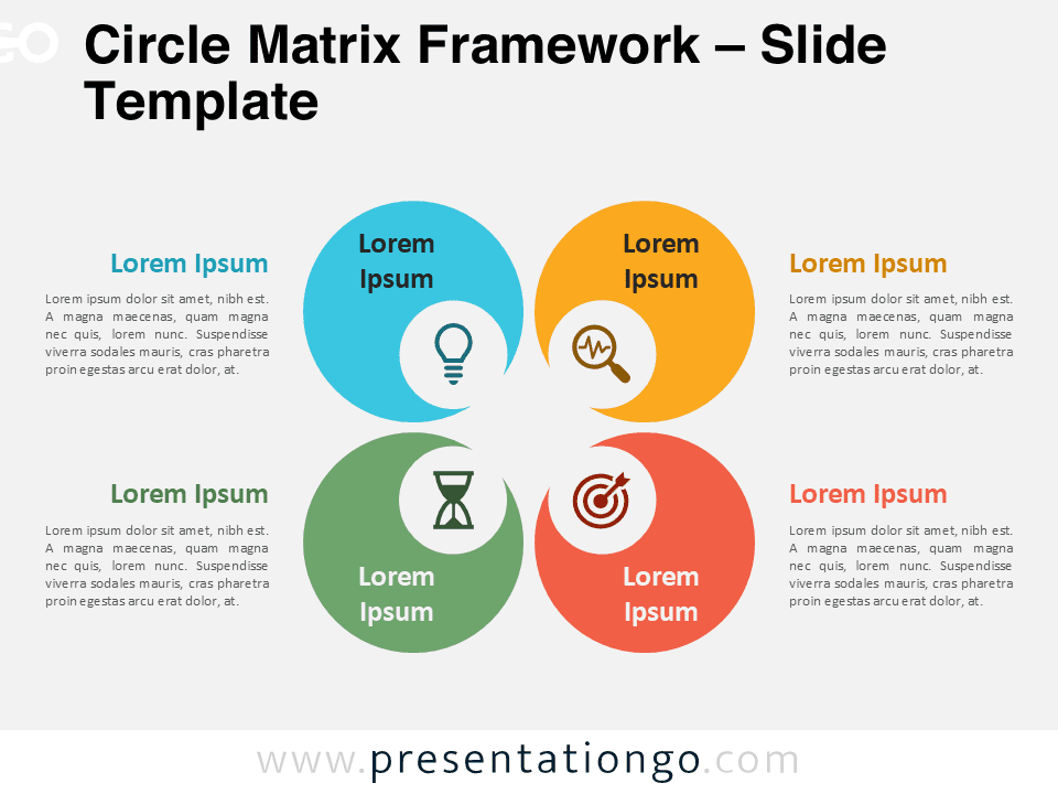 Circle Matrix Framework slide template preview for PowerPoint and Google Slides