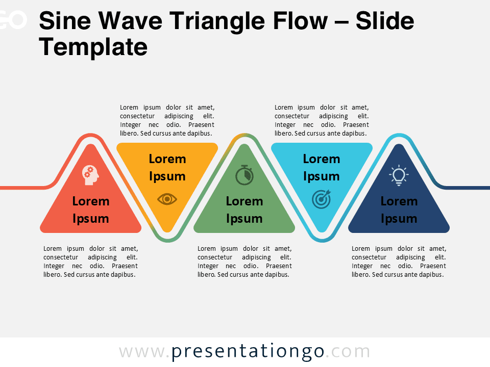 Preview of the Sine Wave Triangle Flow template for PowerPoint and Google Slides