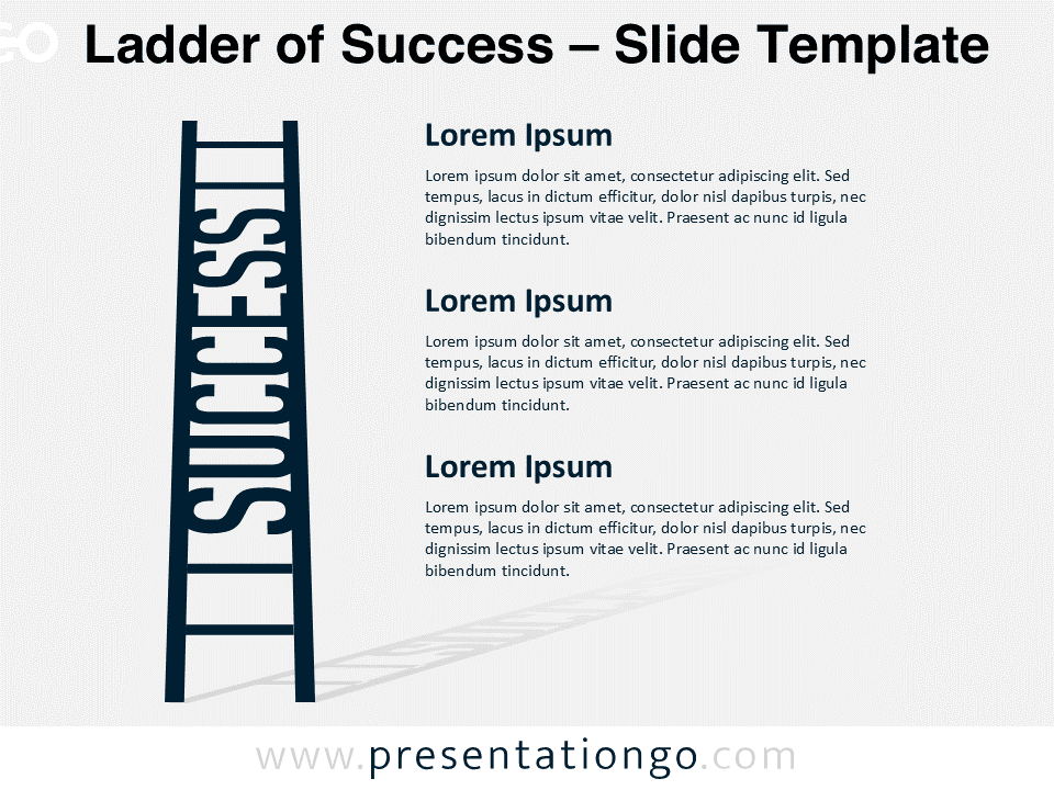 Preview of the Ladder of Success template for PowerPoint, featuring a vertical ladder metaphor with the word SUCCESS as rungs, ideal for business growth and career progression presentations.