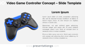 Light background version of the Video Game Controller Concept slide template for PowerPoint & Google Slides, featuring a 3D game controller and placeholder text.