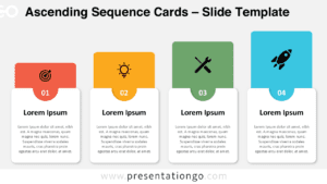 Ascending Sequence Cards for PowerPoint and Google Slides, displaying a 4-step process layout with icons and a light background.