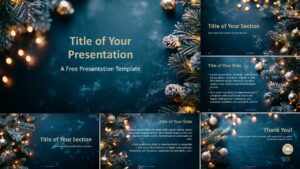 Preview of the Evening Pine Template for PowerPoint and Google Slides in widescreen format, showcasing elegant and festive designs.
