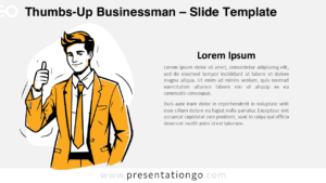 Light background preview of the Thumbs-Up Businessman template for PowerPoint and Google Slides, blending retro aesthetics with modern flat design.