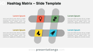 A widescreen Hashtag Matrix template for PowerPoint and Google Slides, featuring a light background and editable text, icons, and colors.