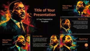 Preview of the widescreen MLK Tribute Template featuring vibrant, artistic backgrounds for PowerPoint and Google Slides.