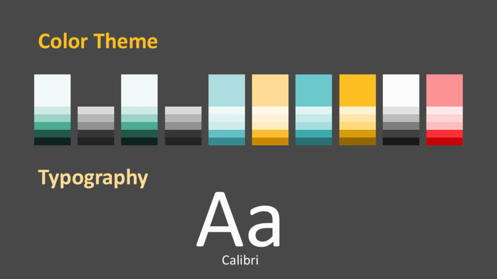Color palette and font preview of the Dynamic Stroke Template for PowerPoint and Google Slides, showcasing a modern gradient color scheme and stylish typography.