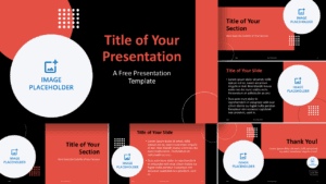 A widescreen preview of the Modern Edge Template for PowerPoint and Google Slides, designed with a professional red and black geometric theme.
