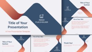 A sleek and modern PowerPoint and Google Slides template with fluid wave designs, customizable picture placeholders, and a warm gradient color scheme for various presentation needs.