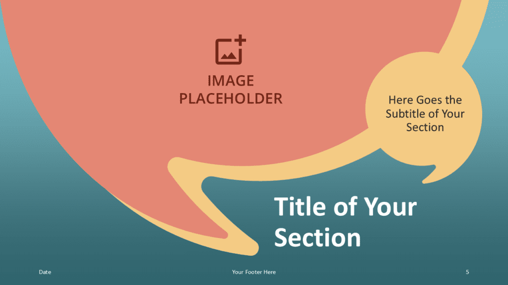 Alternative section divider slide from the Speech Talk Template for PowerPoint and Google Slides, featuring a reversed speech bubble layout for content emphasis.