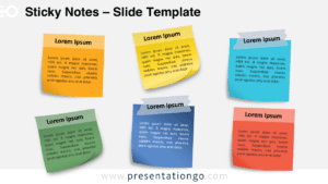 Widescreen version of the Sticky Notes template for PowerPoint and Google Slides, designed with a light background for clear visual organization.
