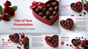 Widescreen preview of the Sweet Love Template for PowerPoint and Google Slides with romantic Valentine’s Day-themed designs.