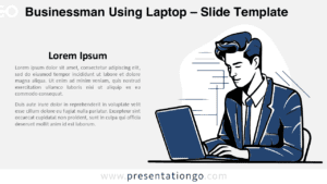 A widescreen businessman illustration template for PowerPoint and Google Slides, featuring a light background, ideal for business and technology presentations.