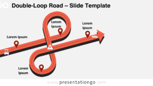 Double-Loop Road diagram for PowerPoint and Google Slides with a light background, showcasing loops, markers, and an arrowhead path.