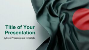 Widescreen cover slide with a realistic Bangladesh flag at the bottom and text area on the left for presentation titles.