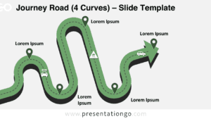 A four-curve road diagram for PowerPoint and Google Slides, perfect for showcasing business strategies, project timelines, and milestones.