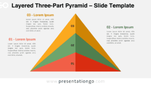 A widescreen 3D layered three-part pyramid for PowerPoint and Google Slides, designed for hierarchical processes and multi-step workflows.