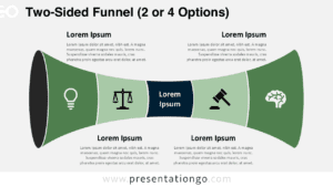A two-sided funnel template for PowerPoint and Google Slides, ideal for structured comparisons, decision-making, and process visualization.