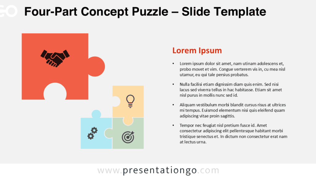 Individual puzzle section enlarged from the Four-Part Concept Puzzle layout, paired with a content area for detailed explanations.