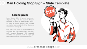 Flat design of a man holding a red stop sign, displayed on a widescreen slide with a light background, suitable for PowerPoint and Google Slides.