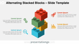 Four interlocking steps in a zigzag layout with icons on a light background, ideal for Google Slides and PowerPoint presentations.