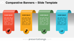 Widescreen slide template with four comparison banners on a light background, fully editable in PowerPoint and Google Slides.
